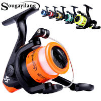 Sougayilang รอกหมุนสำหรับตกปลาตกปลา Reel 5.2:1อัตราส่วนเกียร์6สีกร้อมสายตกปลา Mini Fishing Reel สำหรับน้ำเค็มน้ำจืดรอกตกปลา