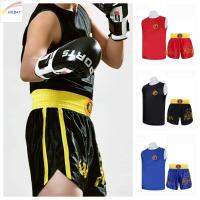 HILBAT กางเกงวูซู Mma muay Thai กางเกงขาสั้นและเสื้อยืด การต่อสู้ฟรี เสื้อผ้านักสู้ ชุดมวยเตะมังกร กีฬากีฬากีฬา เสื้อกั๊กสเวตเตอร์ สำหรับผู้หญิง