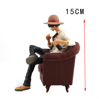 10-16cm OP Monkey D Luffy Action Figure Anime Luffy with sofa PVC Figurine Collectible Model Toys