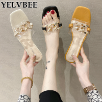 2022 New Summer High Quality Flip Flops Women Shoes PVC Chain Chunky Slippers Open Toe Slides Fashion Sandals Beach Lady Zapatos