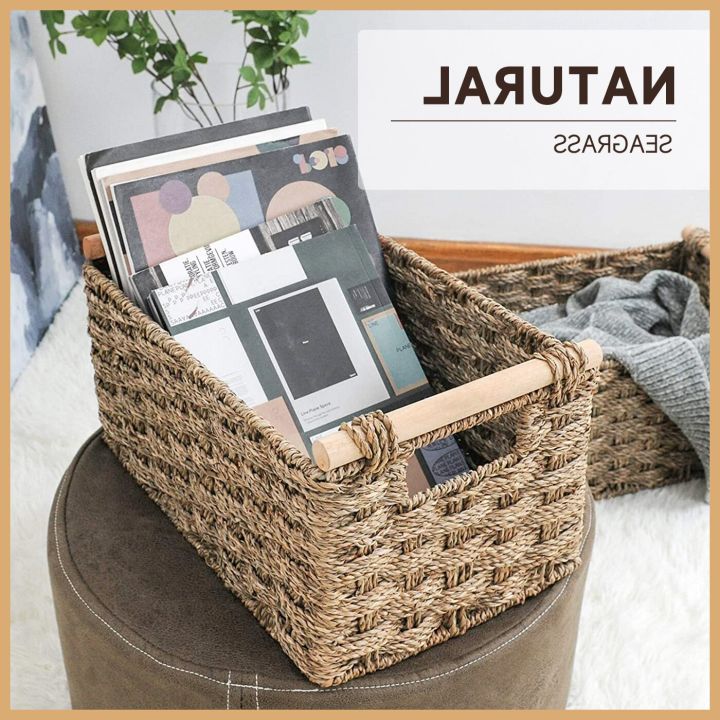 bathroom-accessories-storage-baskets-water-hyacinth-cosmetic-makeup-wicker-wooden-handles-hand-woven-kitchen-organizer