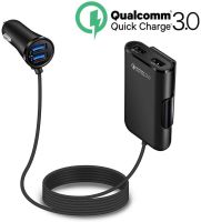 Quick Charge QC 3.0 Car Charger ด้านหน้าด้านหลังการชาร์จไฟในรถยนต์อะแดปเตอร์ชาร์จไฟในรถพร้อมพอร์ต USB 4พอร์ตที่ชาร์จในรถยนต์