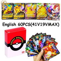 60pcs Pokemon Cards Set 41v+19vmax Full Flash English Cards Board Games For Kids Fans Gifts