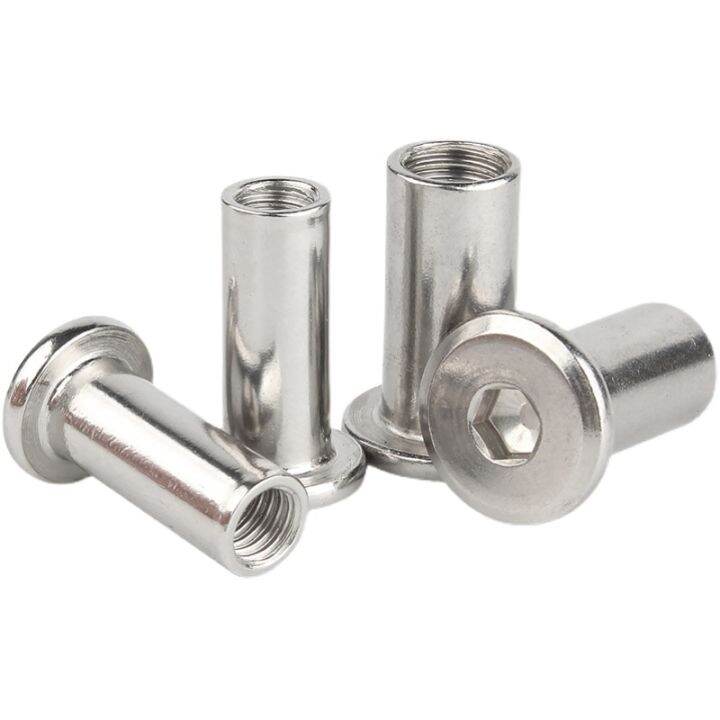 1-10pcs-m3-m4-m5-304-stainless-steel-large-flat-hex-hexagon-socket-head-furniture-rivet-connector-insert-joint-sleeve-cap-nut-nails-screws-fasteners