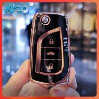 RTO TPU ฝาครอบเคส Kunci Remote Mobil Fob สำหรับ Toyota Forturner ALTIS REVO INNOVA Hilux Aris Corolla Avensis Verso Yaris Yaris Yaris Yaris Scion TC IM Key เคสพวงกุญแจห้อยพวงกุญแจผีเสื้อ