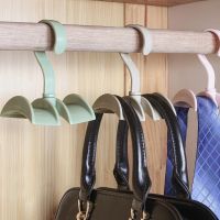 360-degree Rotation Closet Organizer Rod Plastic Double Hook Hanger Rack