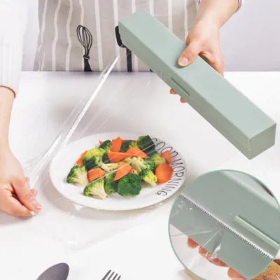 High Quality Plastic Wrap Dispenser Kitchen Tools Cling Food Wrap Cutter Dispenser Film Cutter Storage Holder Kitchen Gadgets