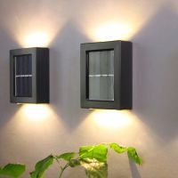 ไฟโซล่าเซล Led Solar Light Outdoor โคมไฟกันน้ำ ไฟอัตโนมัติ โคมไฟติดผนัง Up And Down Lighting ไฟตกแต่งสวน ไ ฟถนนโซล่าเซล for ไฟติดบ้าน House Fence ไฟตกแต่ง