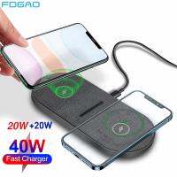 40W Dual Wireless Chargers for iPhone 14 13 12 11 XS XR X 8 Samsung S22 S21 Airpods 3 Pro Fast 2 in 1 Induction Charging Pad