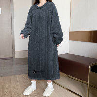 Oversize Nightgrown Flannel Thick Sleepwear Women Winter Night Dress Fleece Coral Loungewear Pyjamas 4XL Wool Nightdress