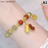 TOOL IMPROVER กำไลข้อมือถั่วลิสงแฟชั่นสำหรับแฟนสาวสร้อยข้อมือหยกหยกเลียนแบบสไตล์ฮาราจูกุสำหรับผู้หญิงของขวัญสร้อยข้อมือเครื่องประดับ