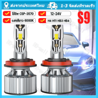 S9 ใหม่ ไฟหน้ารถยนต์ LED Headlight ชิพ CSP 3570 แสงสีขาว 6000K 2 หลอด H1 H7 H4 H11 HB3 HB4 HIR2 รับประกัน 1 ปี แถมไฟหรี่ T10 2 หลอด