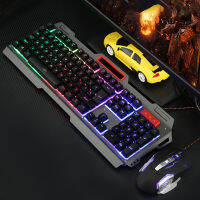 ชุดเมาส์คีย์บอร์ดแบ็คไลท์ RGB แบบมีสาย Mechanical Touching USB Gaming Computer Keypad Mice Set