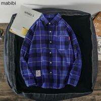 【MABB】Autumn Plaid Shirt Mens Spring and Autumn Casual Thin Coat Mens Long Sleeve Shirt