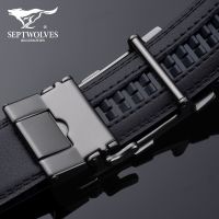 Septwolves mens leather belt automatic belt buckle green young men leisure leather belts of authentic --npd230724∏