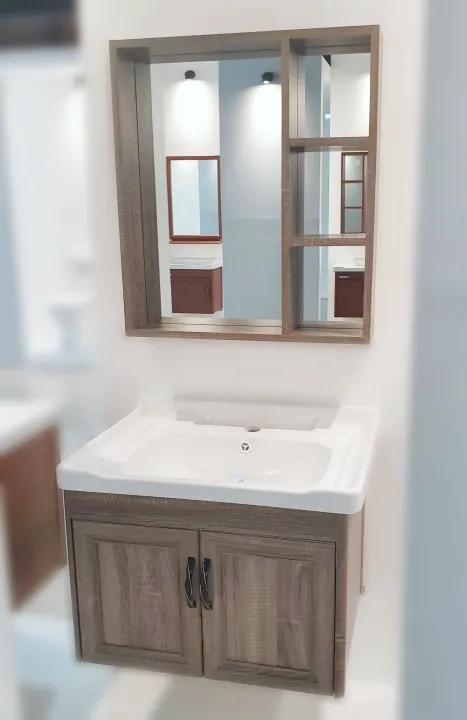 Rust Resistant Aluminum Bathroom Vanity Cabinet With Mirror And Ceramic Sink Fittings Faucet Not Included Lazada Ph - Bathroom Vanity With Sink And Faucet Included