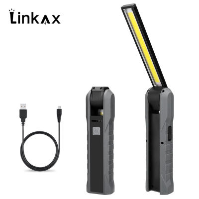 Portable COB Flashlight Torch USB Rechargeable LED Work Light Magnetic COB Lanterna Hanging Hook Lamp For Outdoor
