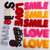 ชิ้น Love Smile Letter ผ้าขนหนูเย็บปักถักร้อยไอคอนเหล็กบนแพทช์สำหรับเสื้อผ้า DIY Stripes เสื้อผ้าสติกเกอร์งานเย็บปะติดปะต่อกันป้ายที่กำหนดเอง-Kuosie