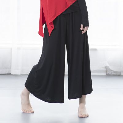 ✶♂▩ Modern Dance Trousers Dance Trousers Wide-Leg Trousers Black Exercise Suit Loose Basic Training Suit Shaped Modal Nine-Point Trousers Women