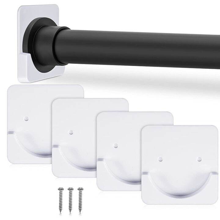 4 Pieces Adhesive Shower Curtain Rod Holder Shower Rod Retainer Wall