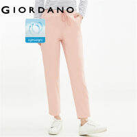 Giordano Women กางเกงลำลองขาเก้าส่วน ผ้าฝ้ายแท้ เอวแบบยางยืนพร้อมเชือกผูก Free Shipping 05421319