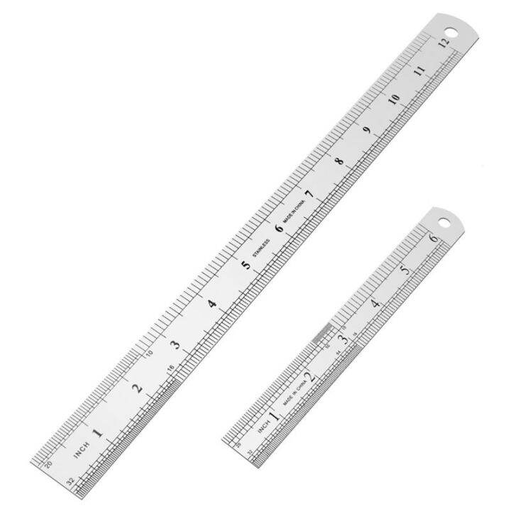 Stainless Steel Ruler 12 Inch + 6 Inch Metal Rulers | Lazada