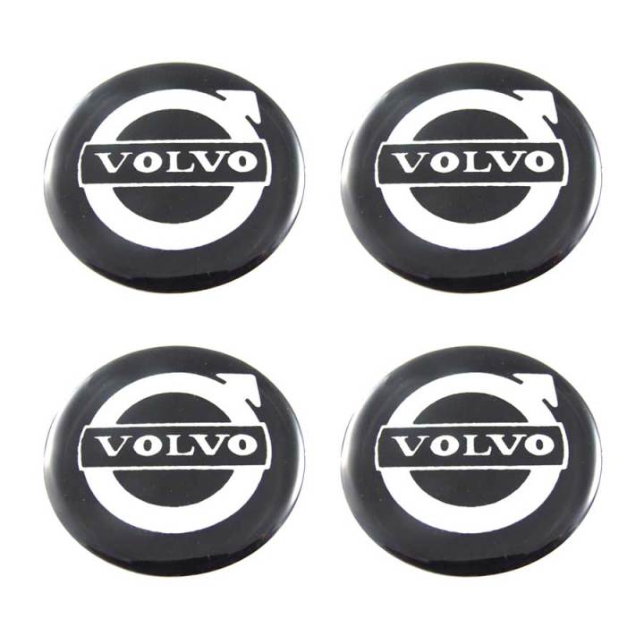 สติ๊กเกอร์ติดดุมล้อ VOLVO สีดำ ขนาด 50mm. (1 ชุดมี 4 ชิ้น) สติกเกอร์เรซินโลโก้ วอลโว้