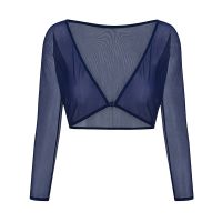 Women Summer Long Sleeve Top Thin Perspective Shawl Shrug Tops V-Neck Mesh Blouse Female Shirt 2021 New