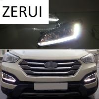 ZR สำหรับไฟวิ่งกลางวัน LED สำหรับ Hyundai Santa Fe IX45 2013-2015 12V กันน้ำ LED DRL ไฟรถยนต์