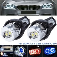 2ชิ้น6000K LED 12W เครื่องหมาย Halo ดวงตานางฟ้าโคมไฟหลอดไฟสำหรับ BMW 325Xi 328I 328Xi E90 E91ไฟหมอกดีอาร์แอลรถสว่างมาก