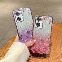 เคสกลิตเตอร์สำหรับ OPPO A96 A76 A77 A77s A16k A16 5G 4G ฝาหลังอ่อนนุ่มซิลิโคน TPU ยืดหยุ่นเคสกันกระแทกมือถือแวววาวปกป้องดอกไม้ไล่ระดับสี