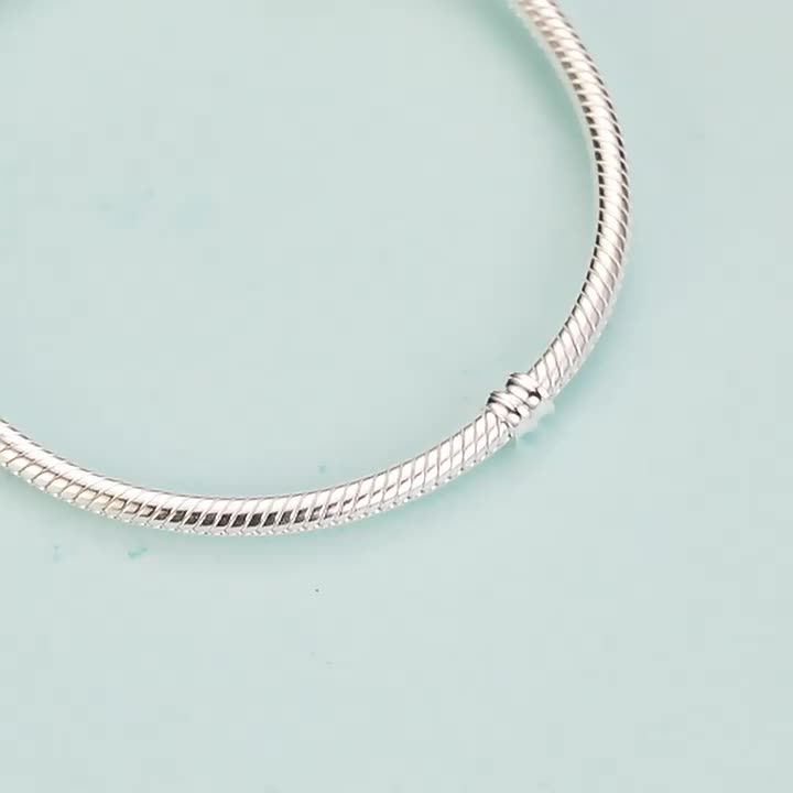 Hot sale fashion silver color snake chain European charm bead fit original bracelet  bangle jewelry for women Wholesale gift