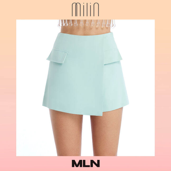 milin-high-waist-front-wrap-style-shorts-กางเกงขาสั้น-เอวสูง-ป้ายด้านหน้า-แต่งฝากระเป๋า-sheryl-shorts-mln