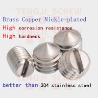 Brass Copper Nickle-plated Set Screw GB71 DIN553 Slotted Head Tapered End Headless Grub Bolt Cone Point Set Screw M2 M2.5 M3 Screw Nut Drivers