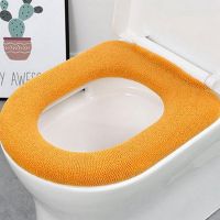 Winter Warm Toilet Seat Cover Washable Bathroom Toilet Pad Cushion With Handle Thicker Soft Mat Knitting Warmer Closestool Mat