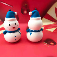 TM 1pc Christmas Gift Cute Cartoon Blue Hat Smiling Snowman Shape PU Material Squishy Toy Slow Rebound Toy for Stress Relief and Leisure Kids Gifts