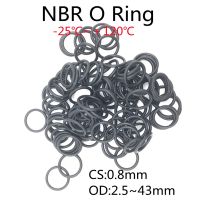 20pcs O Ring Gasket CS 0.8mm OD 2.5 43 mm NBR Automobile Nitrile Rubber Round O Type Corrosion Oil Resistant Black Seal Washer