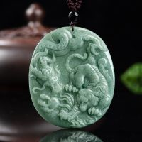 Jia Le/Hand-Carved/Natural Jade Zodiac Dragon Tiger Emerald Necklace Pendant Fine Jewelry Men And Women Accessories Amulet Gift