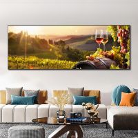 Italy Red Wine Glass Grapes And Barrel Canvas Painting Landscape Posters and Prints Wall Art Pictures Home Decor No Frame Pipe Fittings Accessories