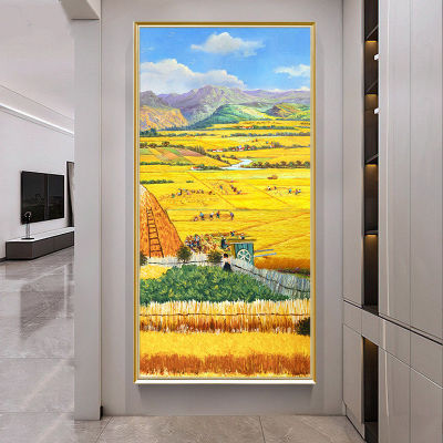 5D เจาะทรงกลมใหม่ภาพวาดเพชร DIY "Van Gogh Harvest Scenery" 3มิติปักงานปักครอสติช5มิติการตกแต่งบ้าน