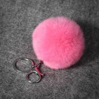 ? ? ?High-end Rex Rabbit Fur Ball Bag Pendant Real Hair Accessories Cute Plush Pom Female Backpack Charm Car Keychain Female