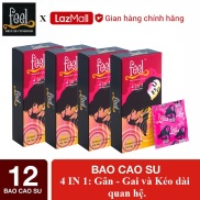 FEEL  Bộ 3 Hộp Bao cao su Feel 4in1 12 bao - Kéo dài thời gian quan hệ +