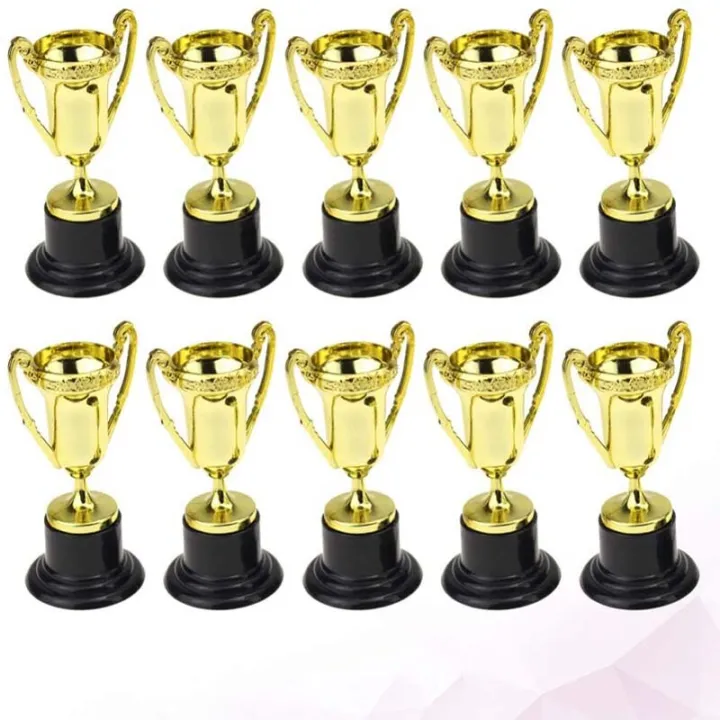 10 Pack Mini Trophies For Kids, Small Trophy Bulk Set For Party Favors