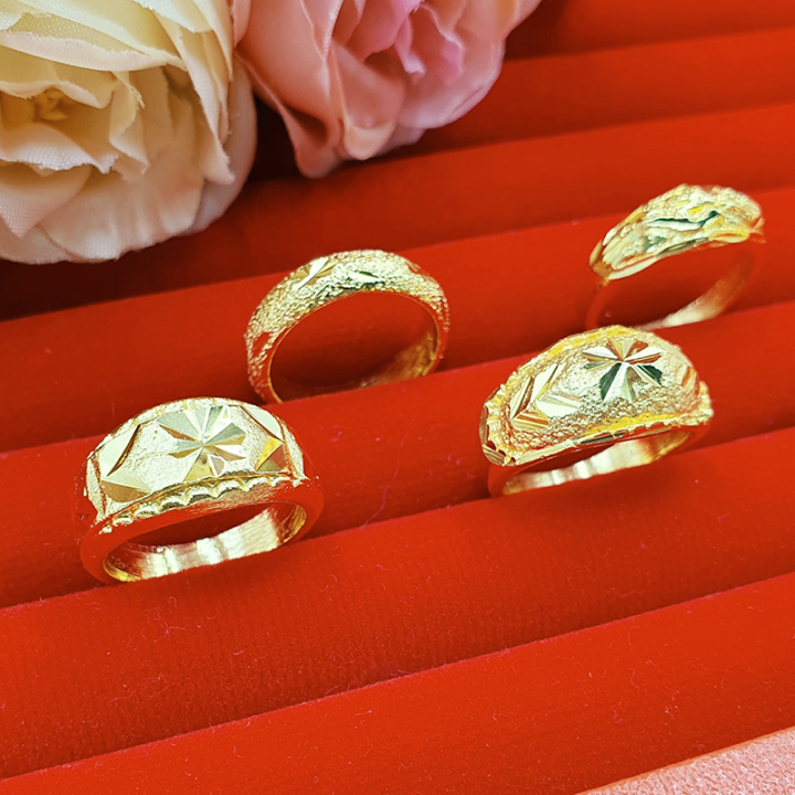 แหวนทองล้วน-คละแบบ-สีทอง-เสริมโชค-เสริมบารมี-แหวนทอง-แหวนตัดลาย-เครื่องประดับ-ใส่อาบน้ำได้-ใส่ออกงานได้