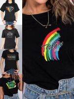 ♝▨  T-shirt Womens Cartoon Pattern Short Sleeve Summer Black O-neck Teacher Print Womens T-shirt Casual Top Tee