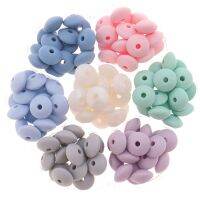 QHBC 12x7mm Teething 100 Lentil Beads Silicone Pearls BPA Free Baby Biting Chewable Teether Necklace Food Grade Mom Nursing Toys