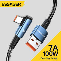 Essager สายเคเบิลชนิด C USB 7A ทำมุมสำหรับ OPPO 100W สายชาร์จอย่างรวดเร็วสำหรับ Honor Huawei P40 Realme Oneplus USB-C สายรับส่งข้อมูลชาร์จ