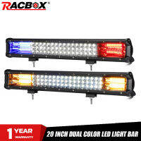 20 Inch Offroad LED Light Bar Dual Color White Amber Blue Red Spot Flood Warning Strobe LED Work Lamp For Truck A SUV 4X4 U