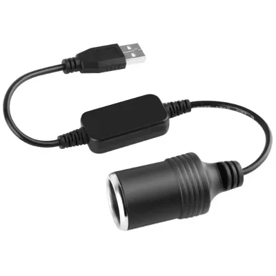 Car Converter Adapter Wired Controller USB Port to 12V Cigarette Lighter Socket Female Power Cord for Xiaomi Power Bank DVR