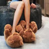 【CW】 Teddy Bear Slippers Cute Ladies Winter Warm Home Slides Plush Teddy Bear Cartoon Slippers Plush Toys Woman Furry Flip Flop Shoes